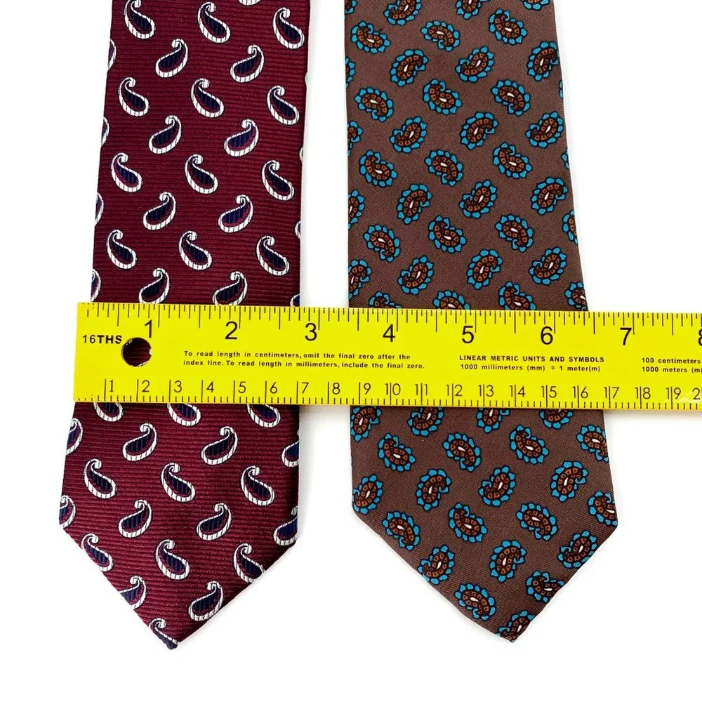 Bundle 2 Joseph Jos A. Bank & John Weitz by Burma Tie Burgundy & Brown 100% Silk